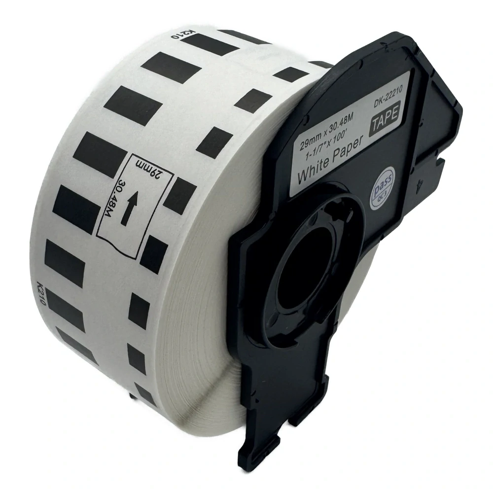 Štítky / etikety pro tiskárny BROTHER QL - typ DK-22210 – 29 mm x 30,48 m - bílá, papírová samolepící role (kompatibilní)