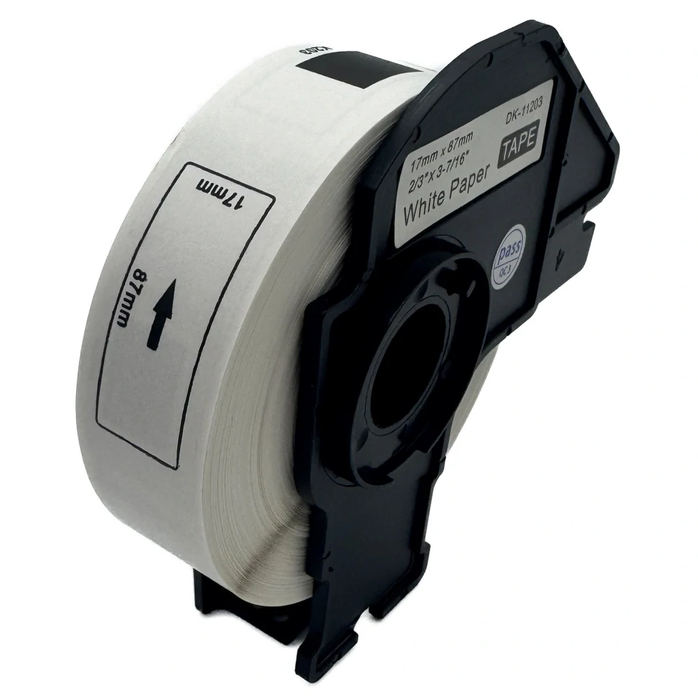 Štítky / etikety pro tiskárny BROTHER QL - typ DK-11203 - 17 x 87 mm - 300 ks/role, bílá (kompatibilní)