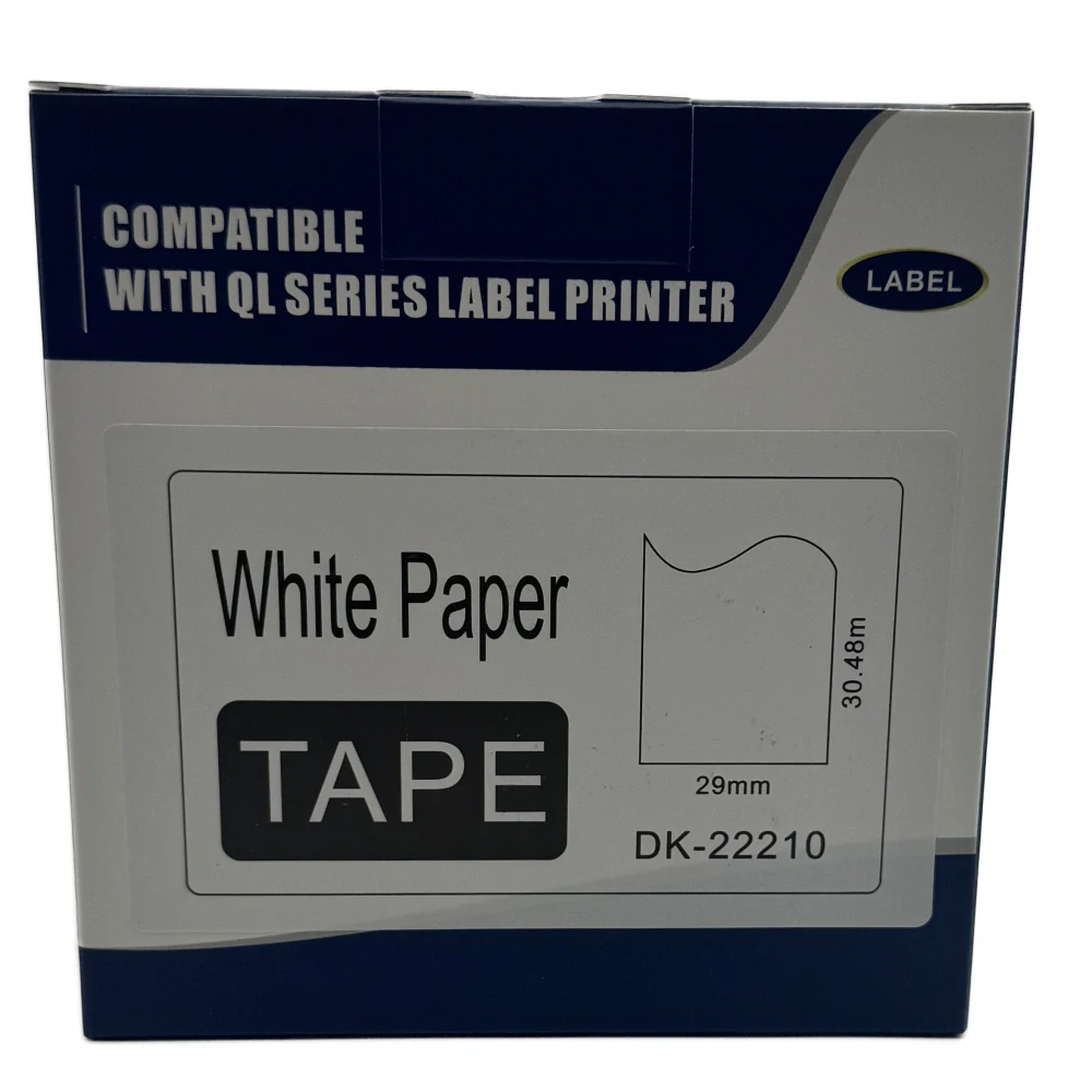 Štítky / etikety pro tiskárny BROTHER QL - typ DK-22210 – 29 mm x 30,48 m - bílá, papírová samolepící role (kompatibilní)