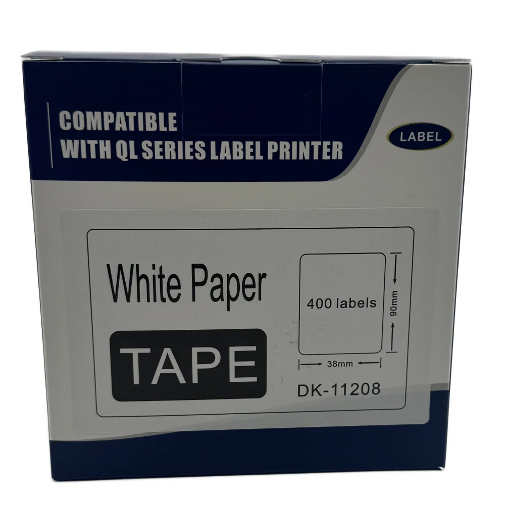 Štítky / etikety pro tiskárny BROTHER QL - typ DK-11208 - 38 x 90 mm - 400 ks/role, bílá (kompatibilní)