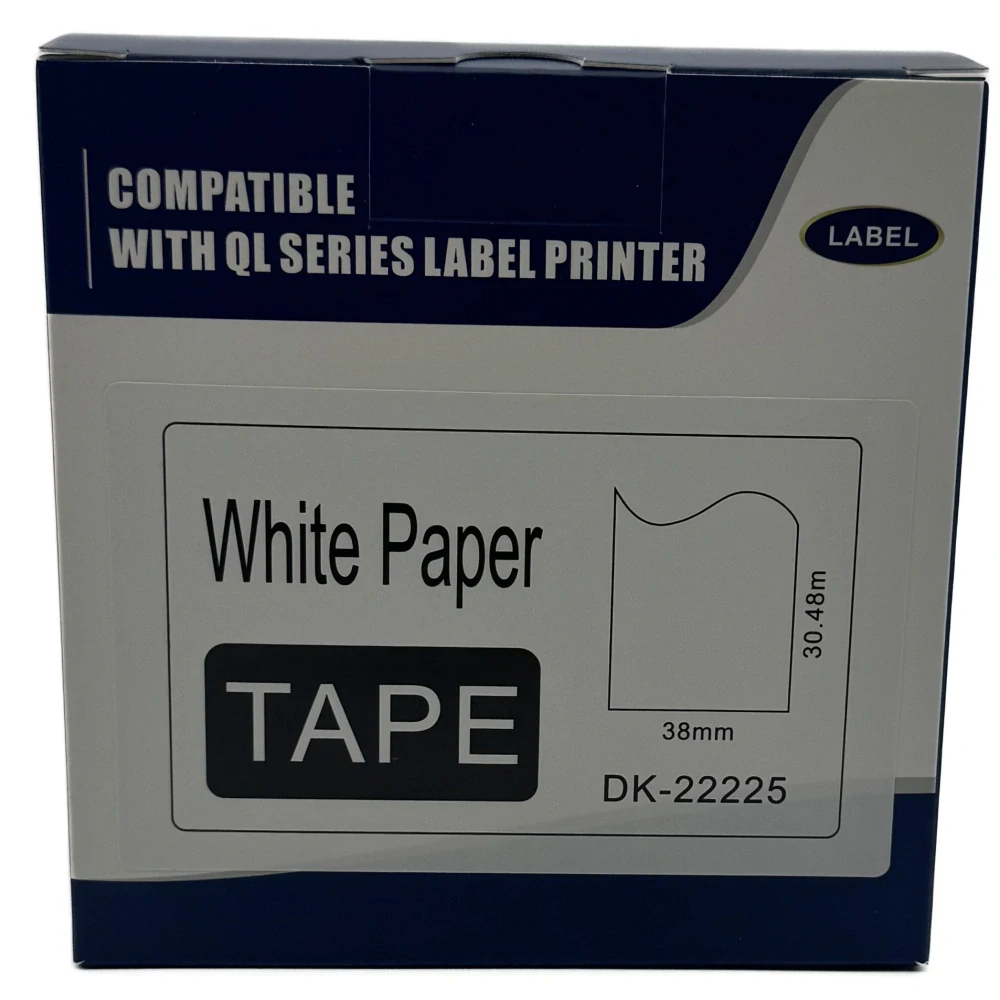 Štítky / etikety pro tiskárny BROTHER QL - typ DK-22225 – 38 mm x 30,48 m - bílá, papírová samolepící role (kompatibilní)
