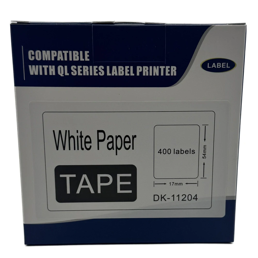 Štítky / etikety pro tiskárny BROTHER QL - typ DK-11204 - 17 x 54 mm - 400 ks/role, bílá (kompatibilní)