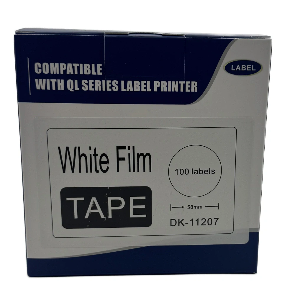 Štítky / etikety pro tiskárny BROTHER QL - typ DK-11207 – průměr 58 mm - 100 ks/role, CD/DVD štítek, bílá (kompatibilní)