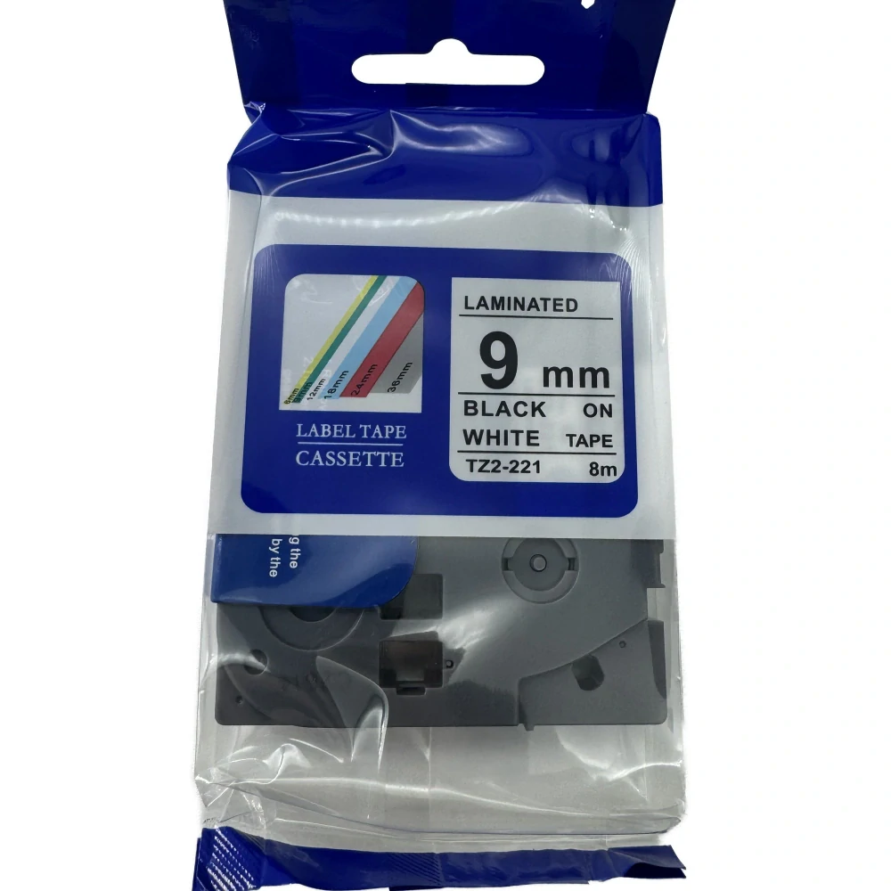 Páska pro štítkovače BROTHER – typ TZe 221 – 9 mm, černý tisk / bílý podklad (kompatibilní)