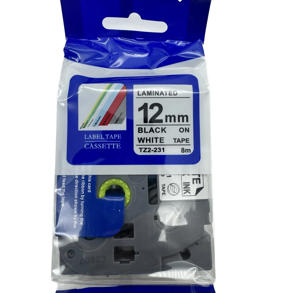 Páska pro štítkovače BROTHER – typ TZe 231 – 12 mm, černý tisk / bílý podklad (kompatibilní)