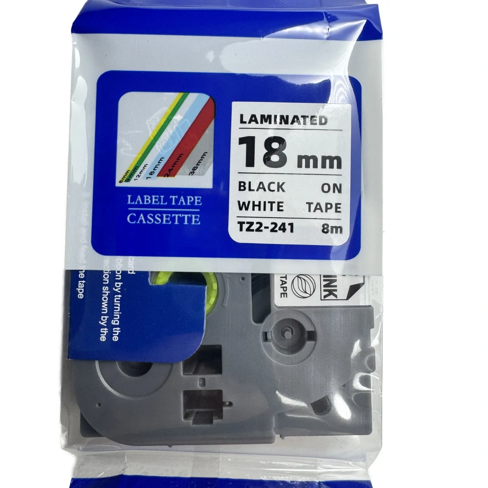 Páska pro štítkovače BROTHER – typ TZe 241 – 18 mm, černý tisk / bílý podklad (kompatibilní)