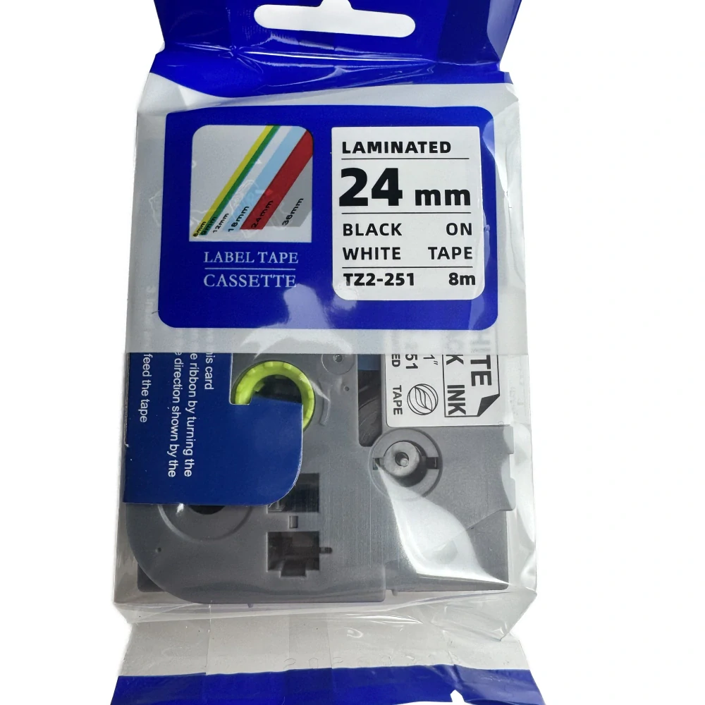 Páska pro štítkovače BROTHER – typ TZe 251 – 24 mm, černý tisk / bílý podklad (kompatibilní)