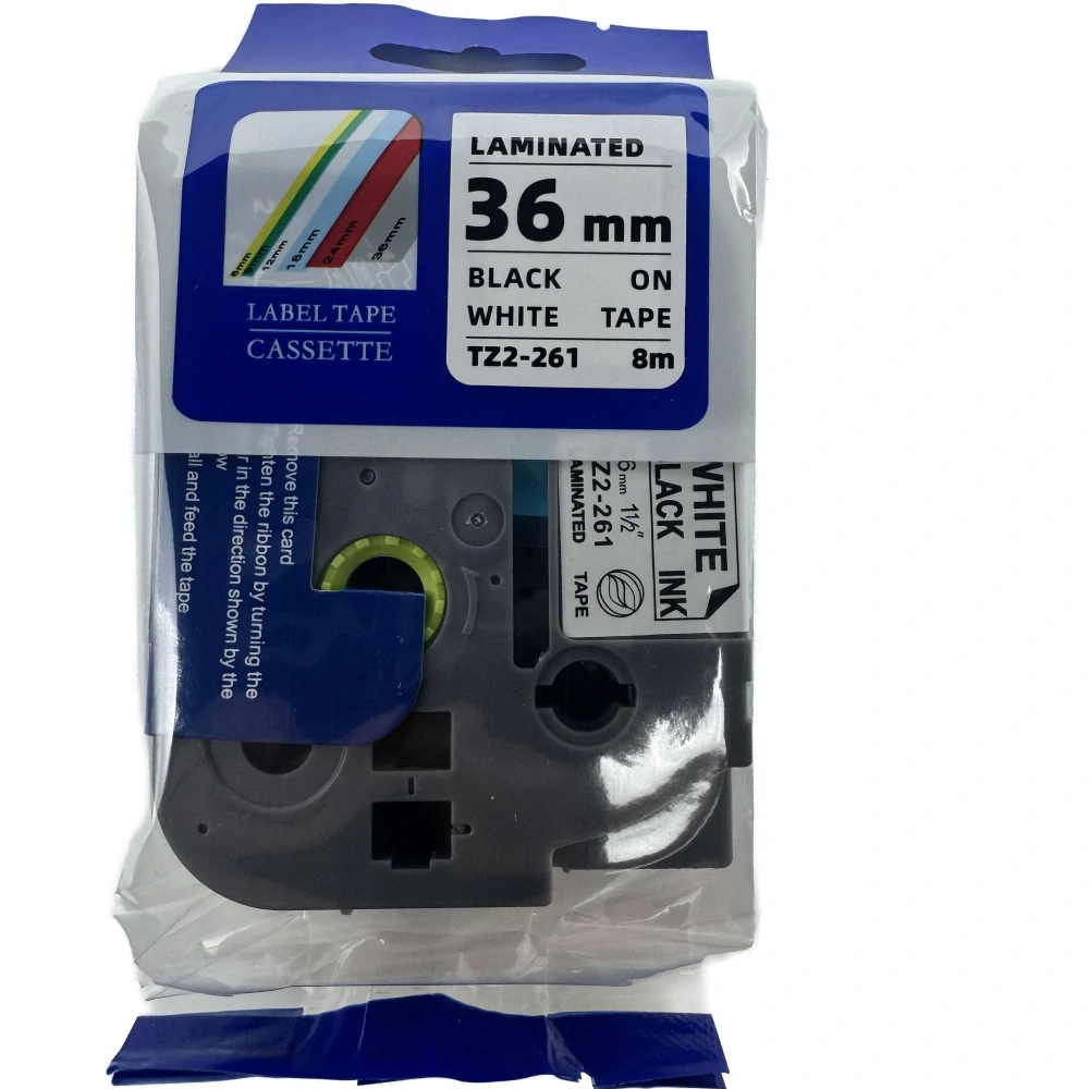 Páska pro štítkovače BROTHER – typ TZe 261 – 36 mm, černý tisk / bílý podklad (kompatibilní)