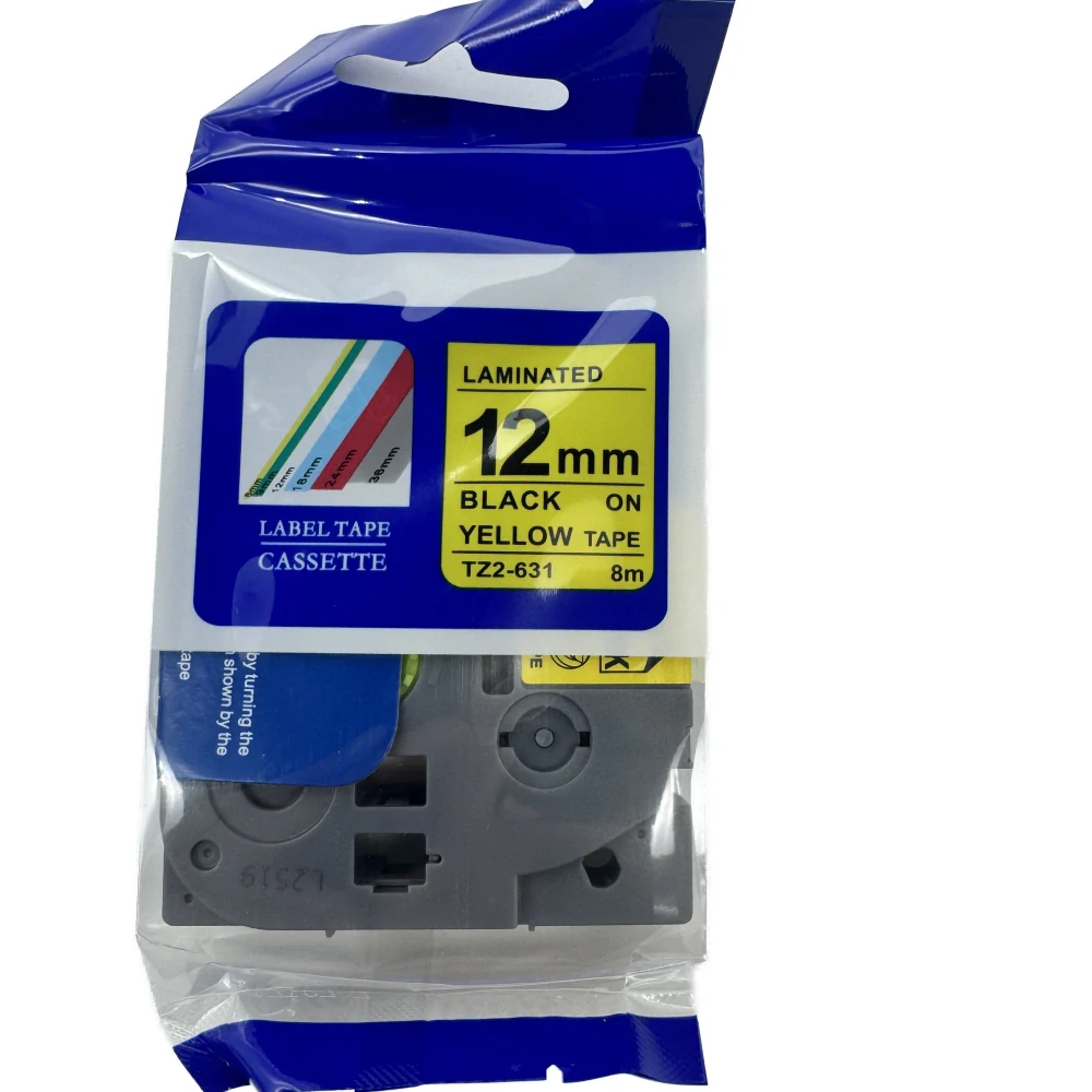 Páska pro štítkovače BROTHER – typ TZe 631 – 12 mm, černý tisk / žlutý podklad (kompatibilní)